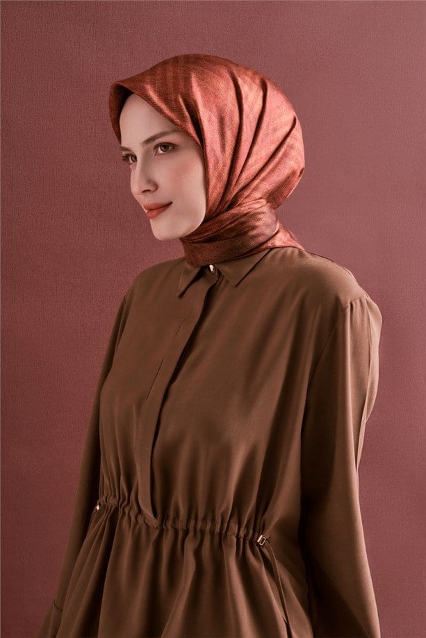 Armine Dj Saf Twill İpek Eşarp 9628D (T) - Oranj Eşarp ARMİNE 