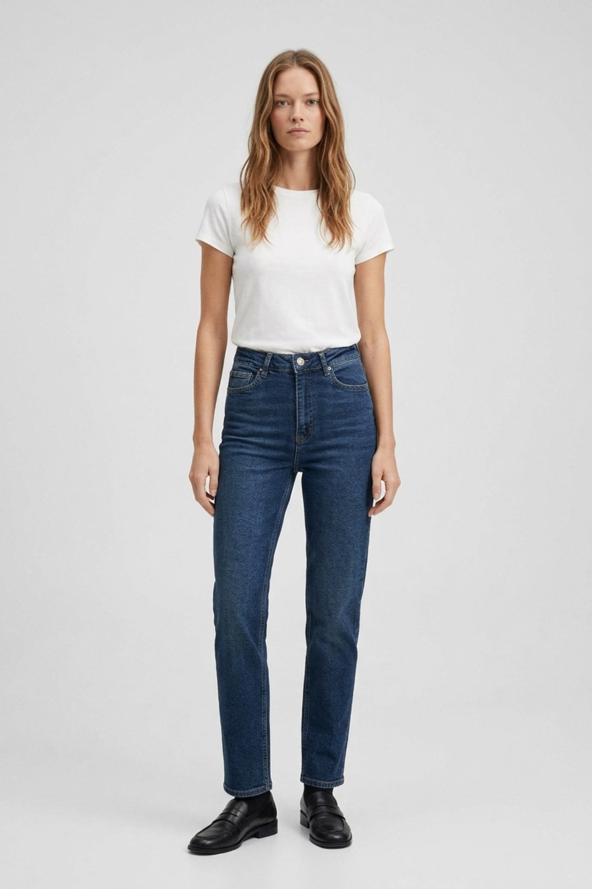 Dikişsiz Paça Mom Fit Kot Pantolon 764 Koyu Mavi Kot Pantolon XLove Jeans 