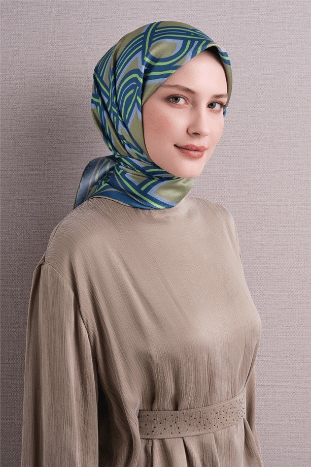 Armine Dj Saf Twill İpek Eşarp 9614D (T) - Neon Yeşili Eşarp ARMİNE 