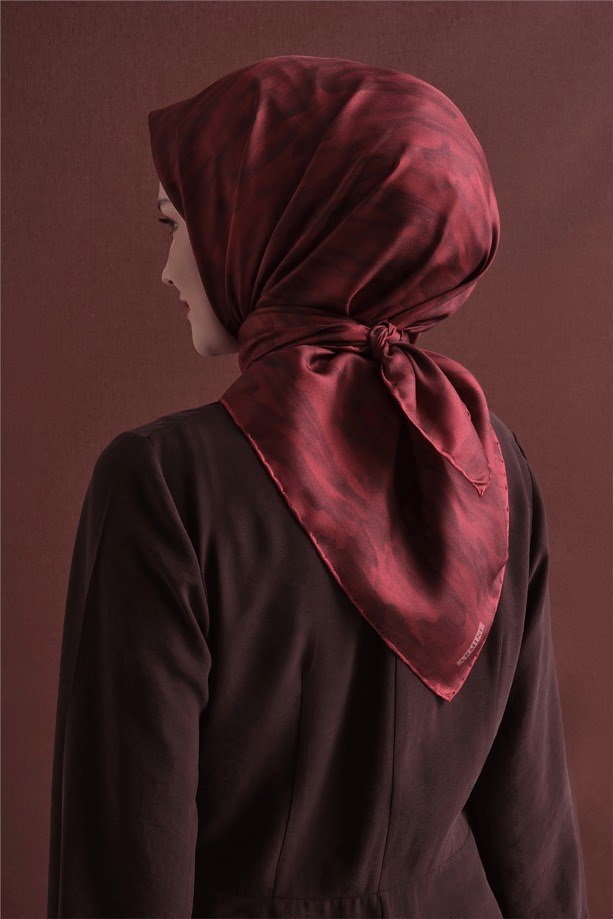 Armine Dj Saf Twill İpek Eşarp 9630D (T) - Bordo Eşarp ARMİNE 
