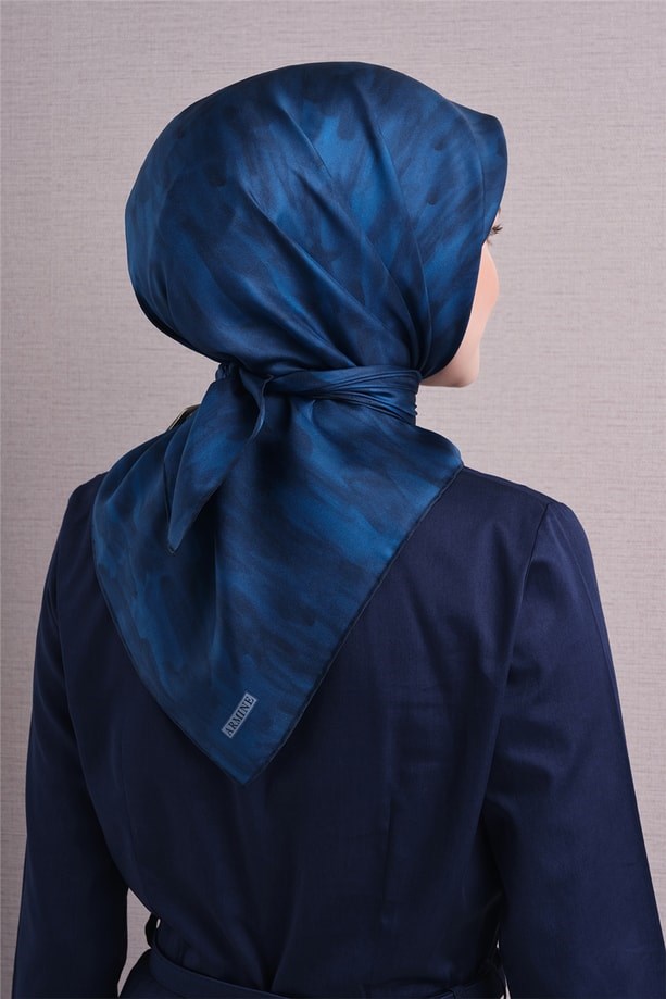 Armine Dj Saf Twill İpek Eşarp 9630D (T) - Mavi Eşarp ARMİNE 
