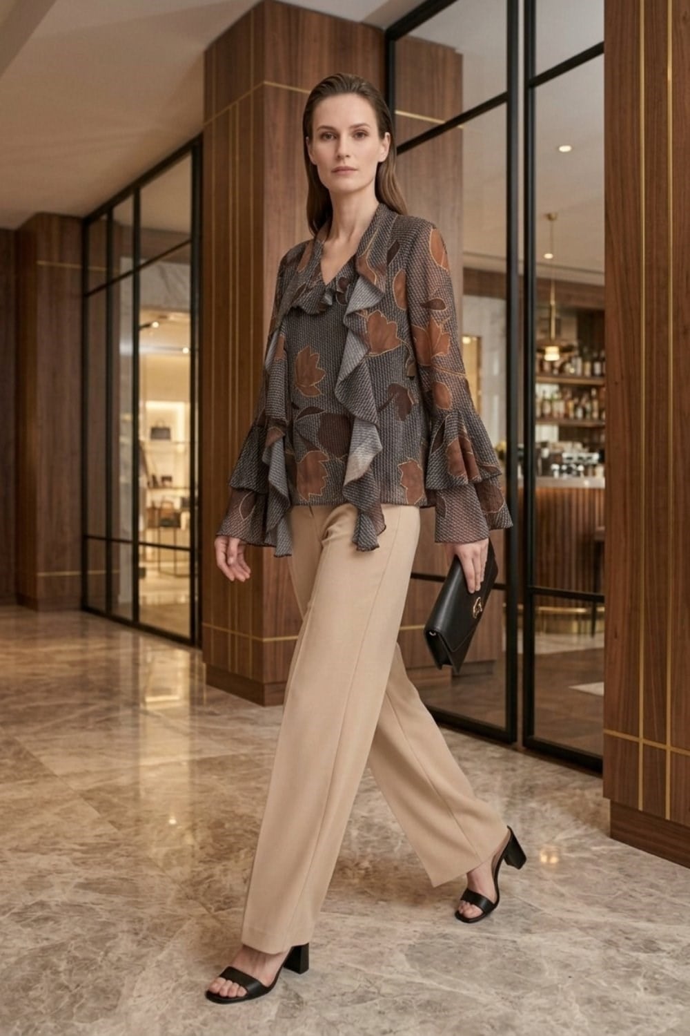 Ghisa Tunik 4493 Kahve Desenli Tunik GHİSA 