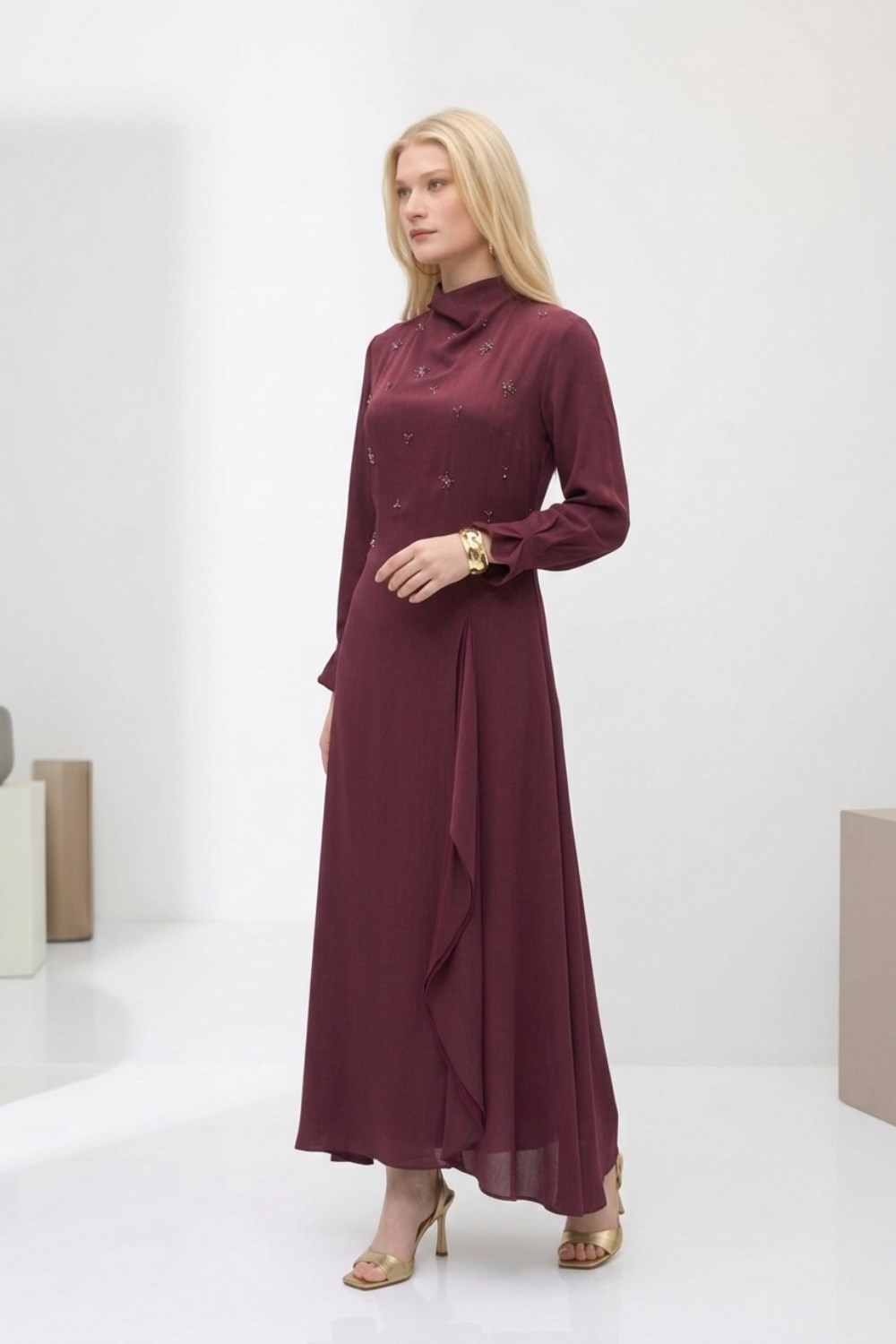 Nuss 2042 ELBİSE Mürdüm Elbise NUSS 