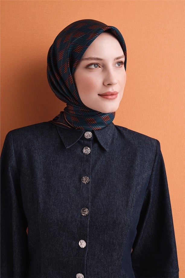 Armine Dj Saf Twill İpek Eşarp 9626D (T) - Lacivert Eşarp ARMİNE 