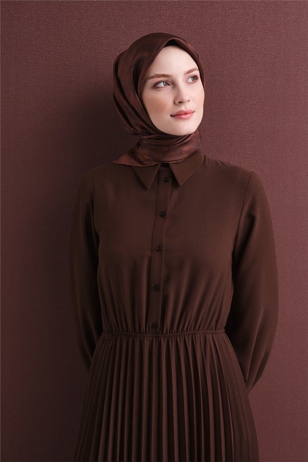 Armine Dj Saf Twill İpek Eşarp 9630D (T) - Kahve Eşarp ARMİNE 