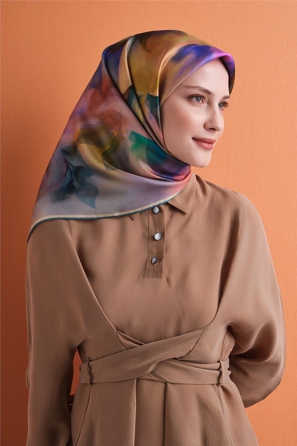 Armine Dj Saf Twill İpek Eşarp 9603D (T) - Yeşil Eşarp ARMİNE 