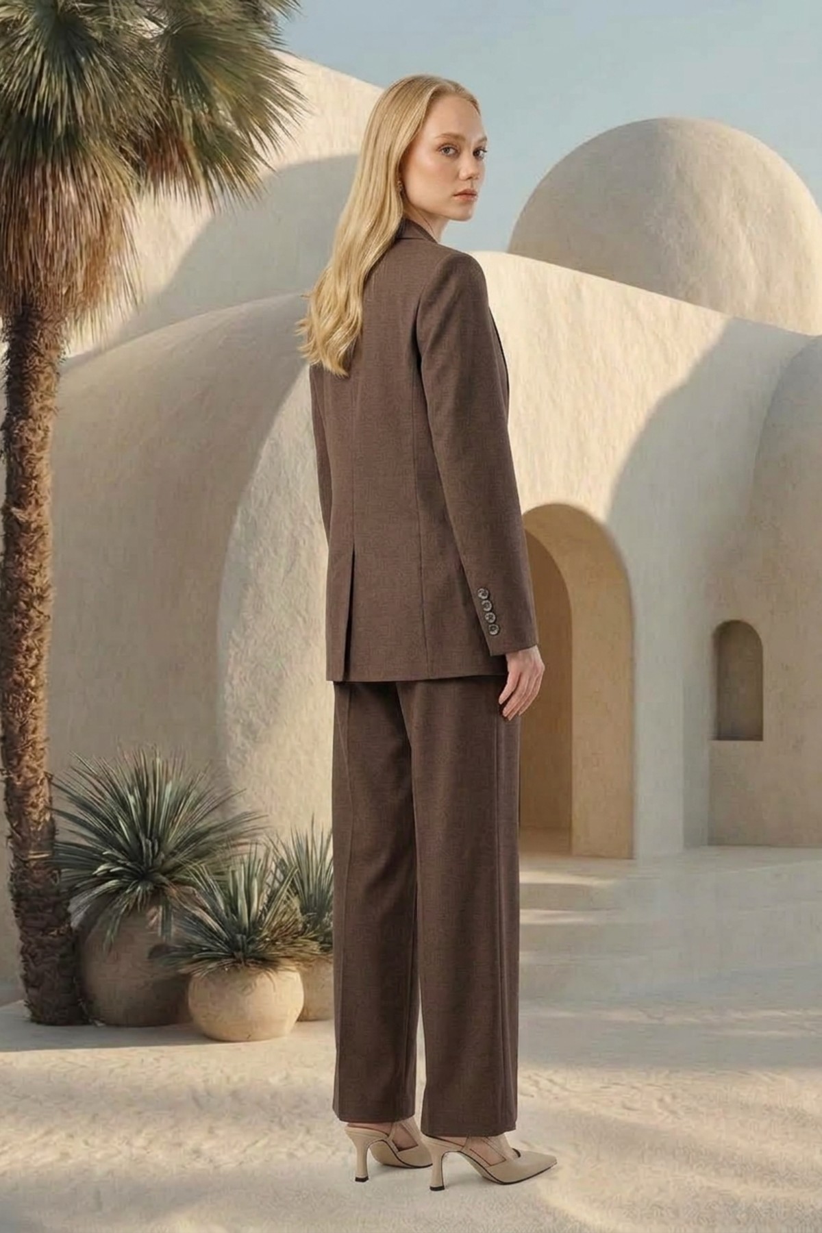 Ghisa Blazer Ceketli Pantolonlu Takım 9415 Kahve Takım GHİSA 