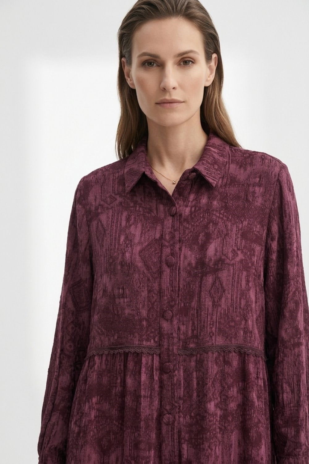 Ghisa Elbise 4406 Bordo Desenli Elbise GHİSA 