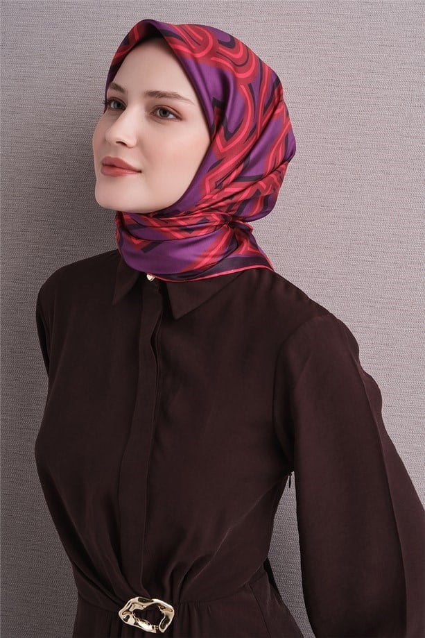 Armine Dj Saf Twill İpek Eşarp 9614D (T) - Mor Eşarp ARMİNE 