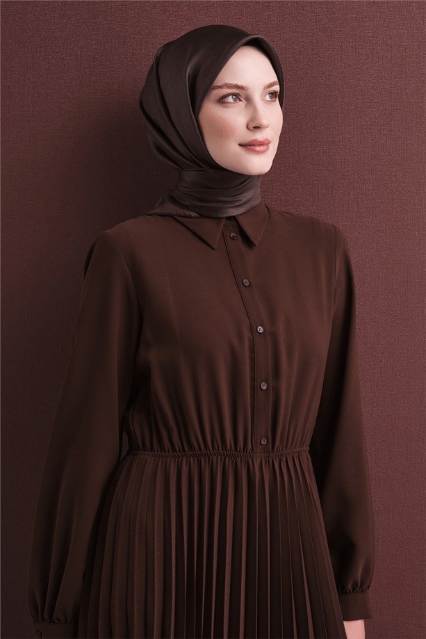 Armine Dj Saf Twill İpek Eşarp 9601D (T) - Kahve Eşarp ARMİNE 