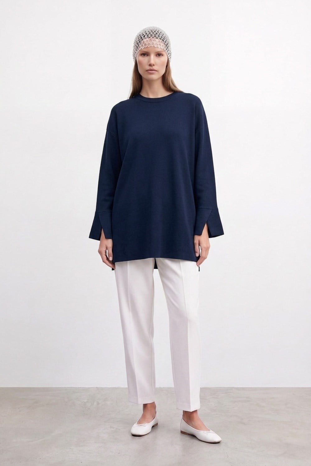 Kol V Detay Yırtmaçlı Tunik 20735 F.Navy Tunik PUANE 