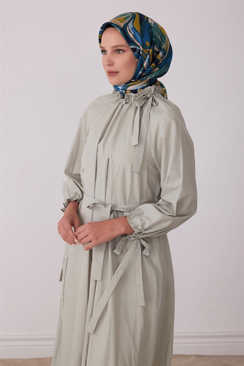 Belli 4417 Fırça İzleri Soyut %100 Twill İpek Eşarp - Yeşil Eşarp BELLI 