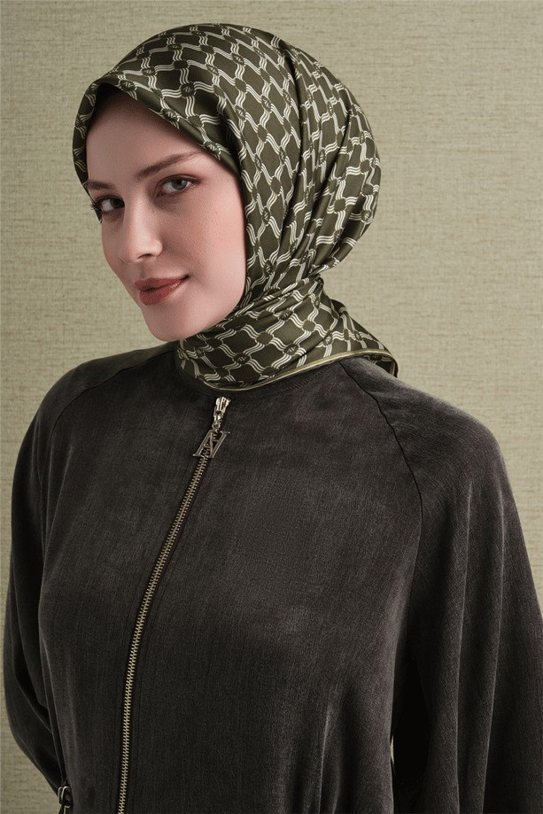 Armine Dj Saf Twill İpek Eşarp 9636D (T) - Haki Eşarp ARMİNE 