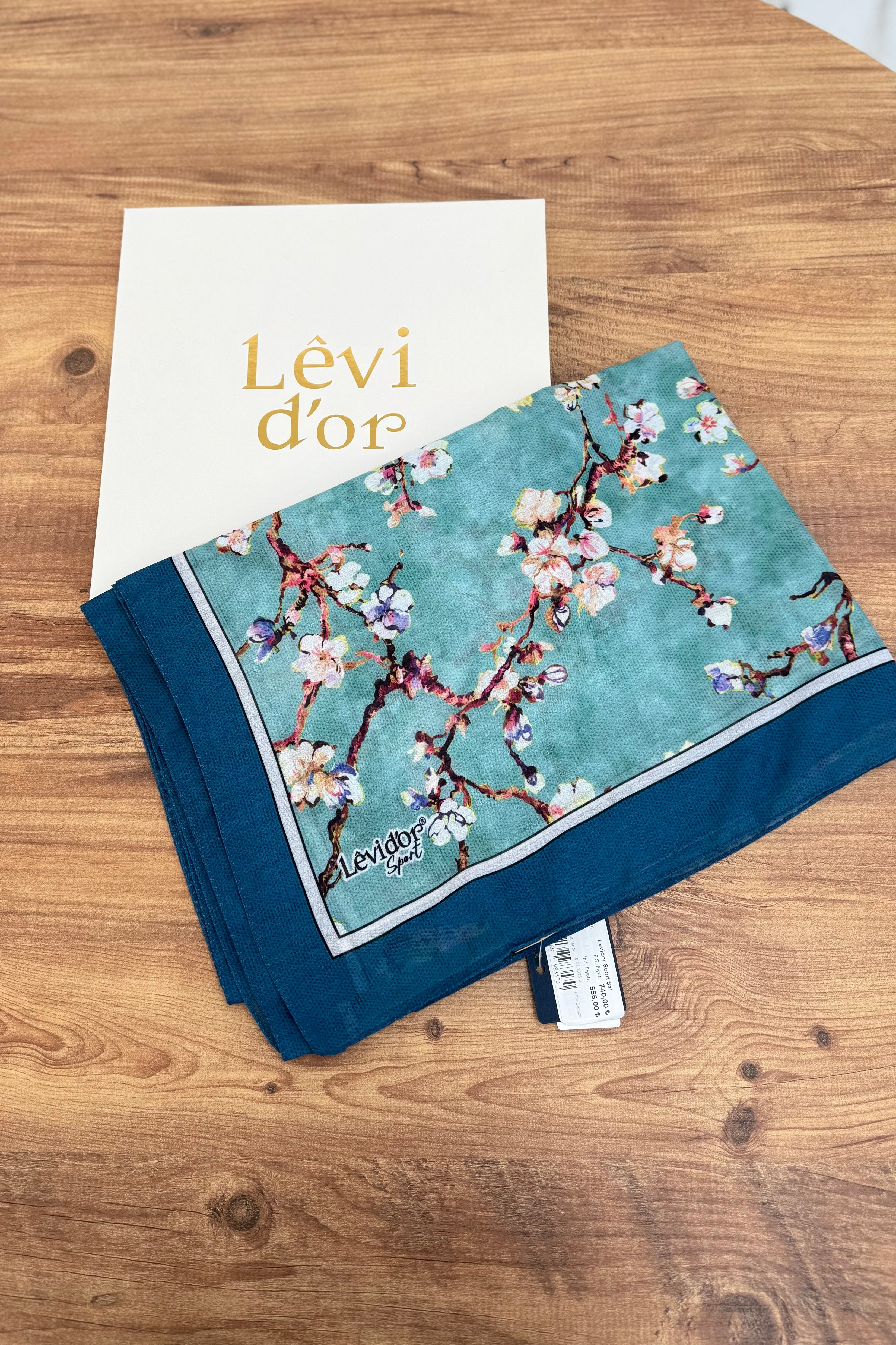Levidor 21215 Çiçek Desen Şal - Mavi - Yeşil Şal LEVİDOR 