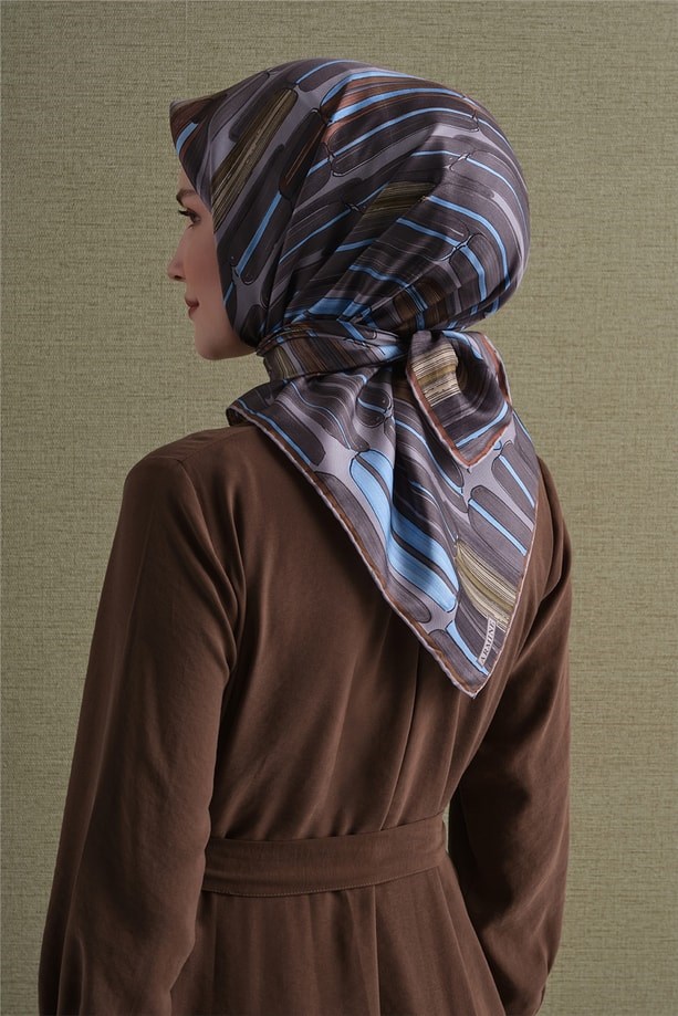 Armine Dj Saf Twill İpek Eşarp 9616D (T) - Gri Eşarp ARMİNE 