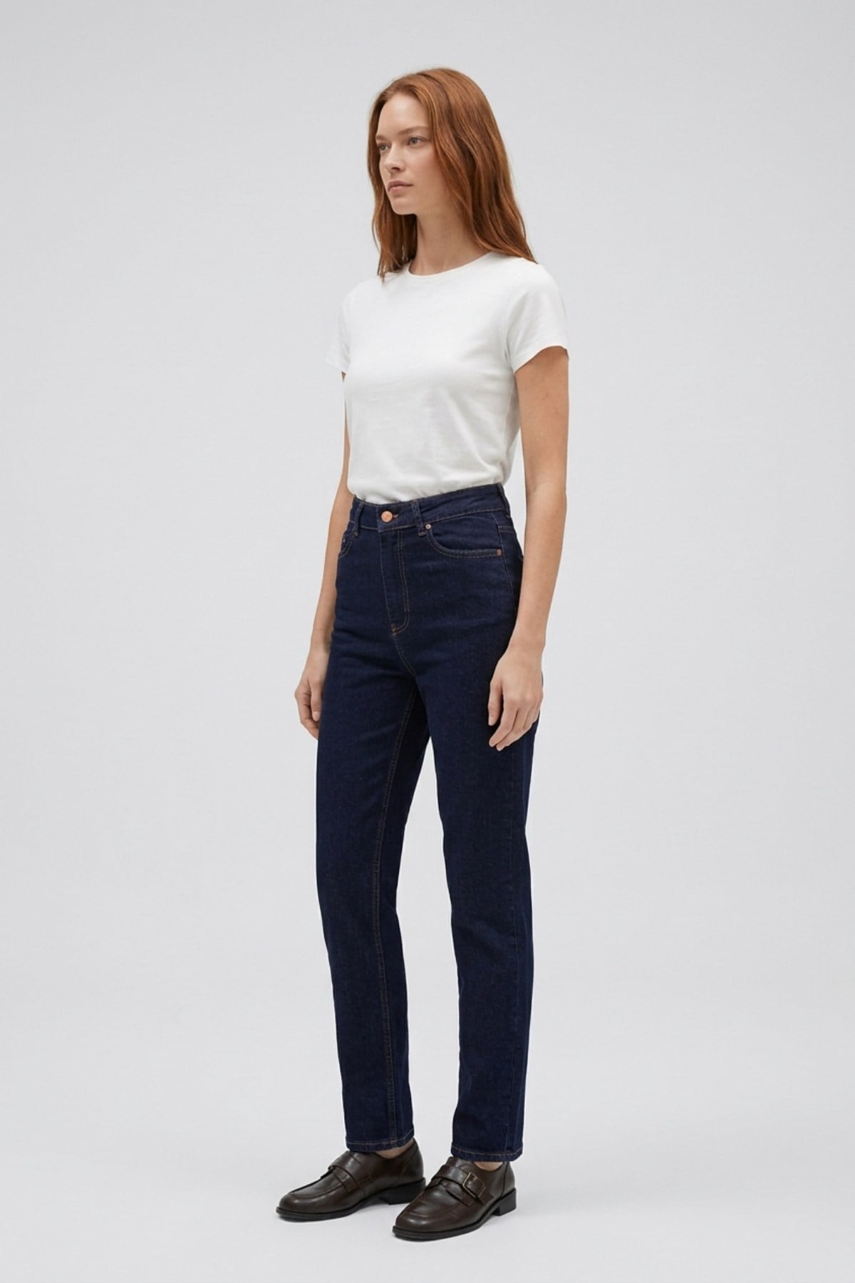Dikişsiz Paça Mom Fit Kot Pantolon 764 Slaplı Lacivert Pantolon XLove Jeans 