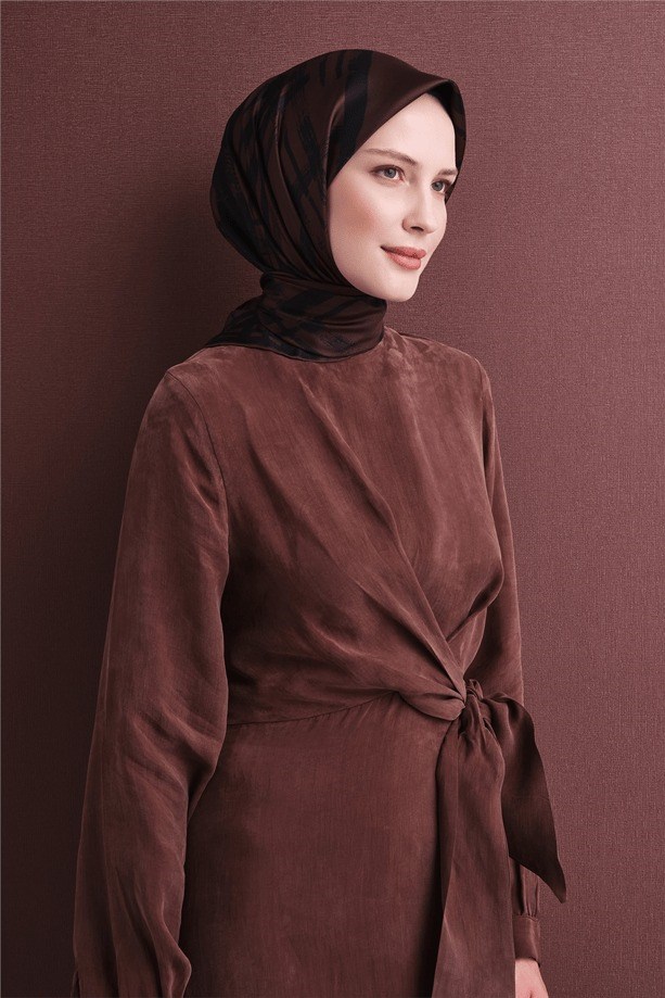 Armine Dj Saf Twill İpek Eşarp 9643D (T) - Acı Kahve Eşarp ARMİNE 