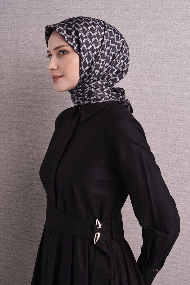 Armine Dj Saf Twill İpek Eşarp 9636D (T) - Antrasit Eşarp ARMİNE 