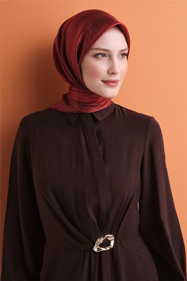 Armine Dj Saf Jakar İpek Eşarp 9647D (J) - Kırmızı Eşarp ARMİNE 