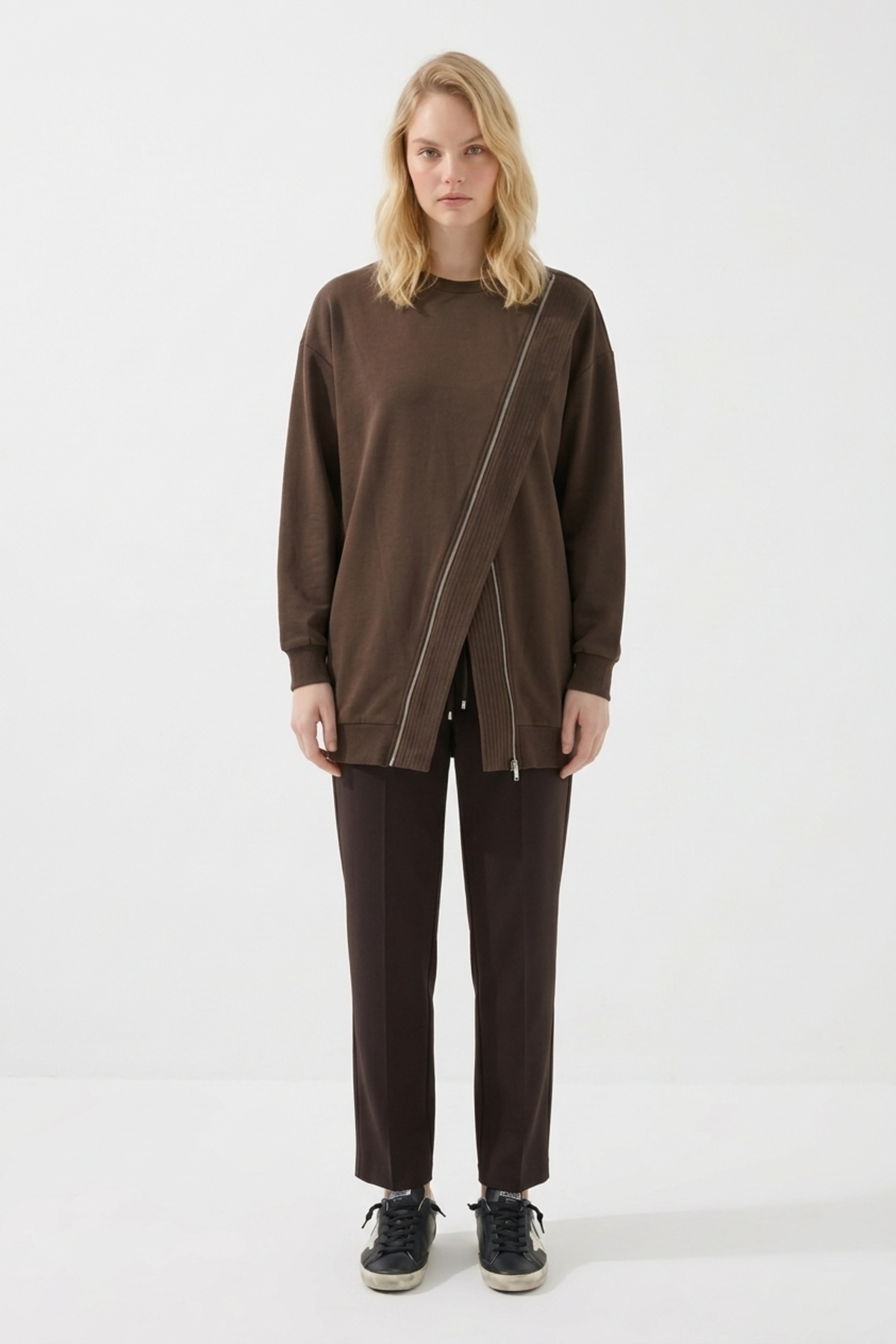Fermuar Detaylı Tunik 10771 Browni Tunik PUANE 