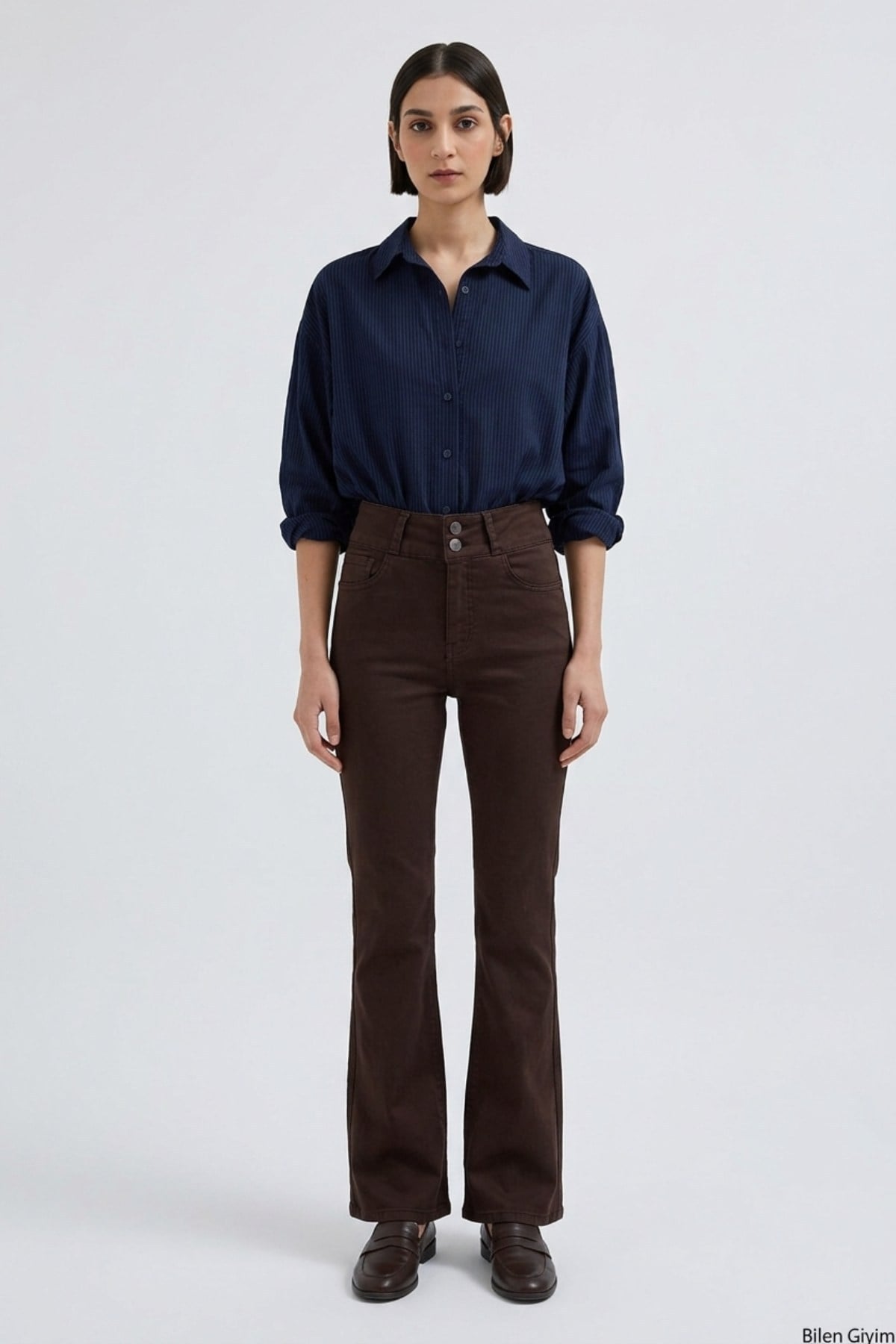 Pensli Geniş Kemerli Kot Pantolon 7151 Kahve Pantolon XLove Jeans 