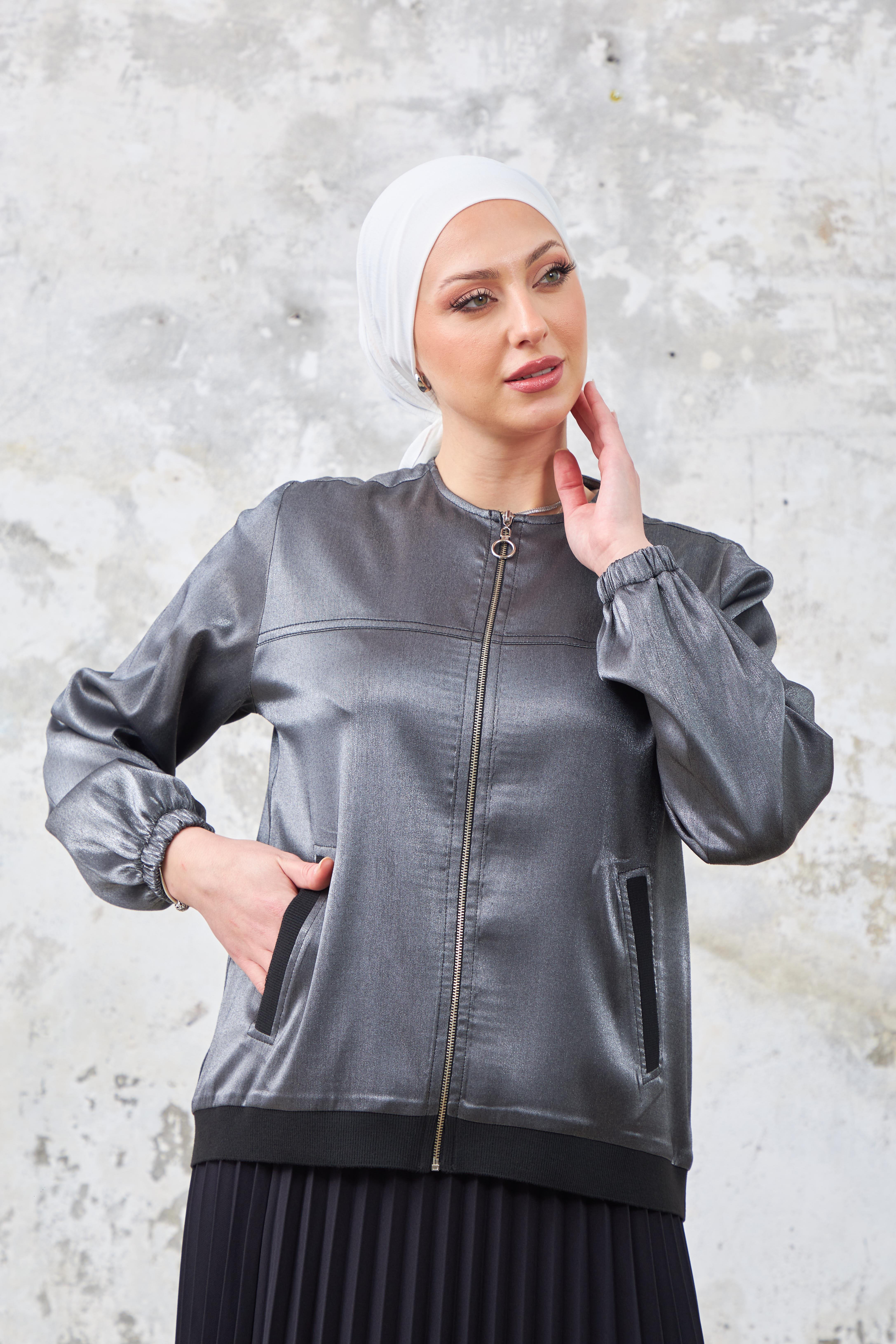 AHİ TRİKO Ahi 5130 Ceketi Parlak Kumaştan Etekli Takım - Siyah  Takım 
