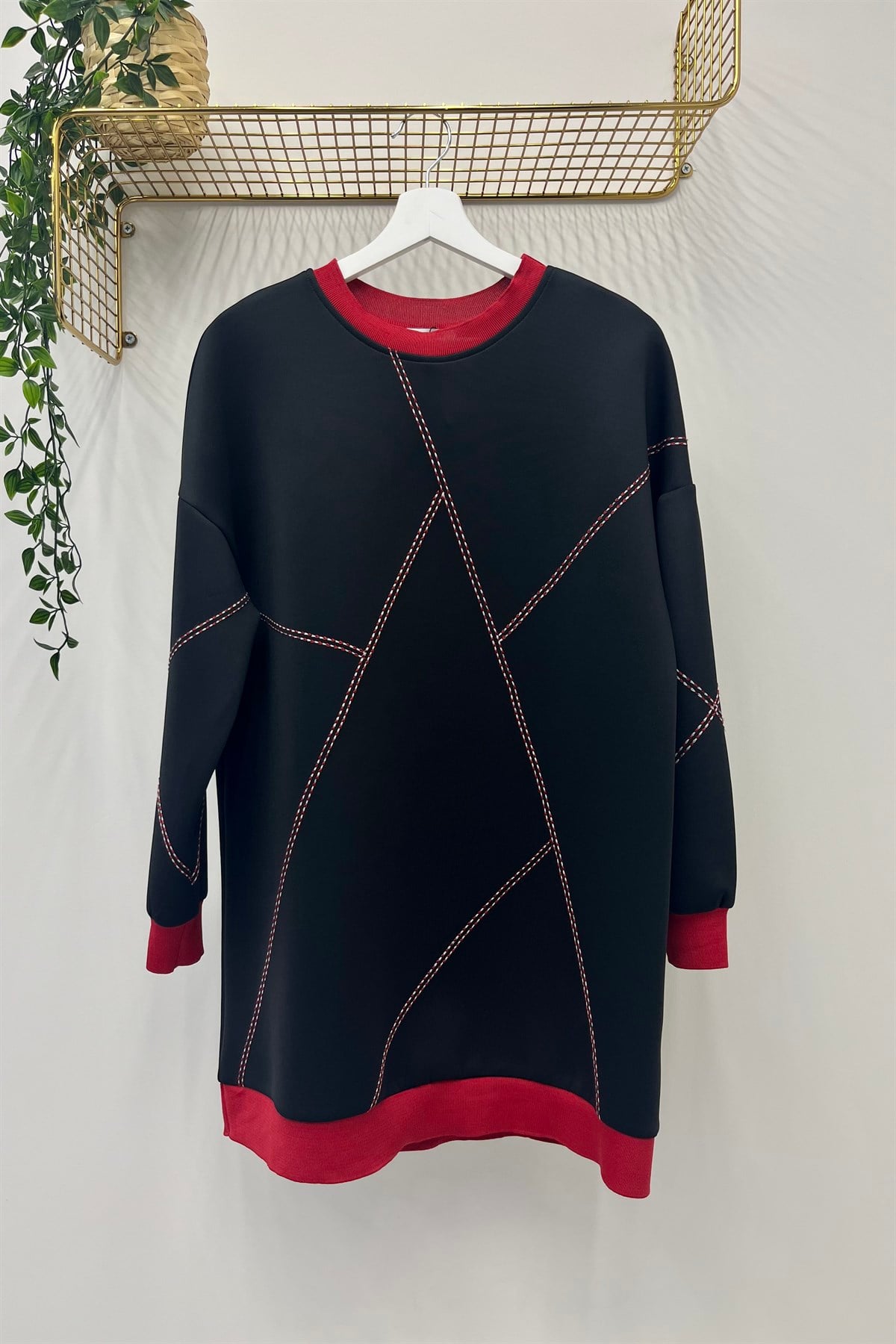 AHİ TRİKO İp İşlemeli Renkli Spor Tunik 5316 - Siyah  Tunik