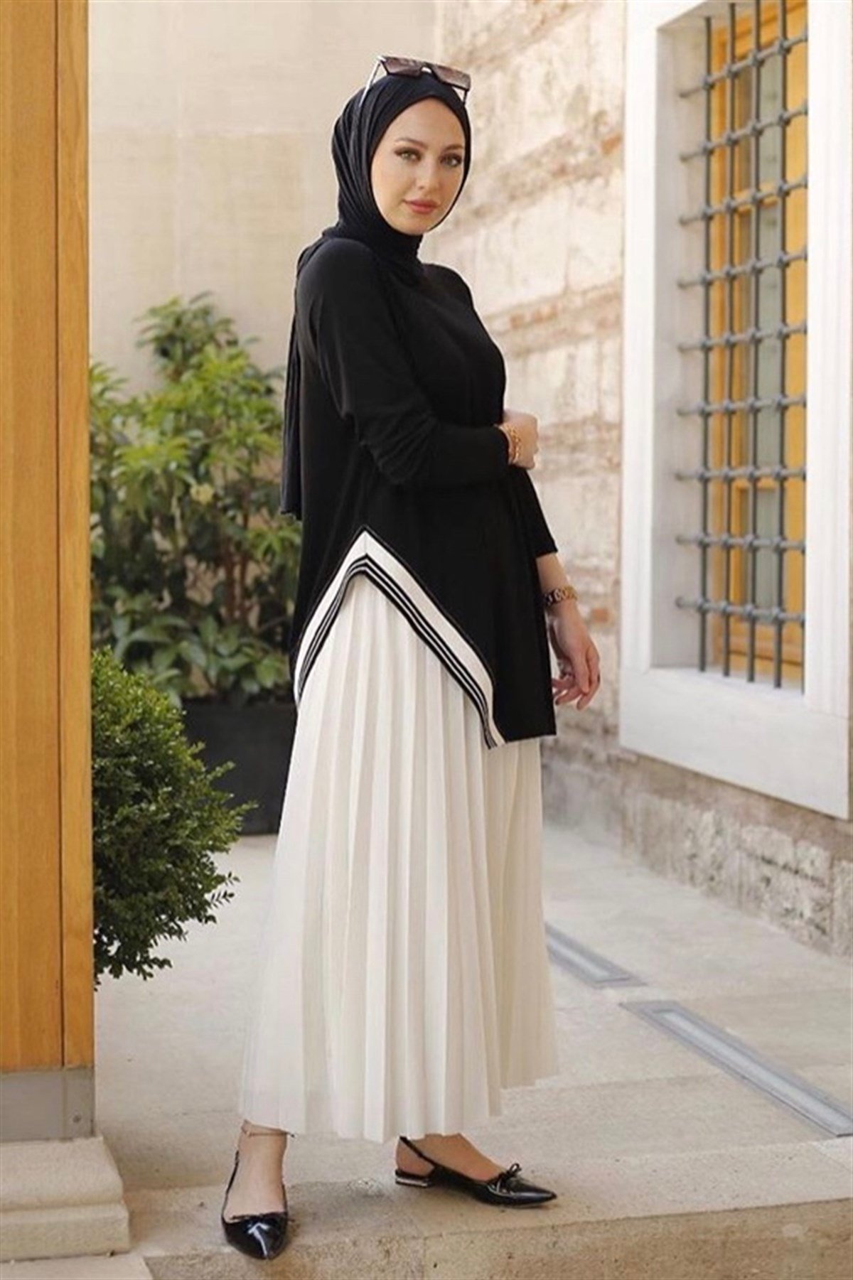 AHİ TRİKOAhi 3137 Yan Biye Detay Etekli Takım - Siyah