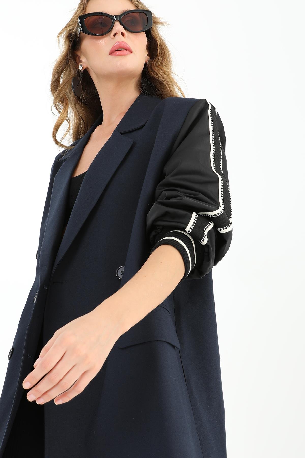 PUANE Arka Yazı Detay Blazer Ceket 31979 - F.Navy  Ceket 