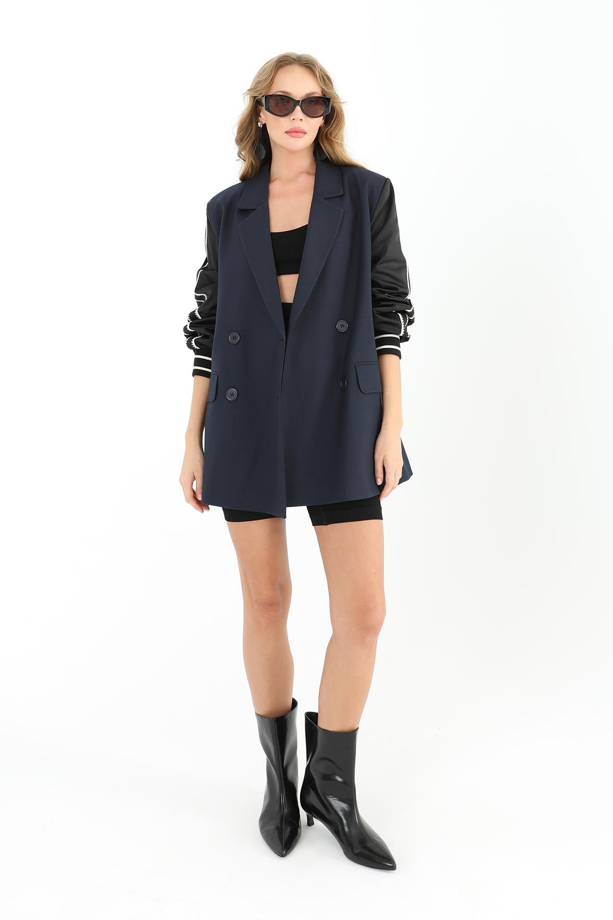 PUANE Arka Yazı Detay Blazer Ceket 31979 - F.Navy  Ceket 