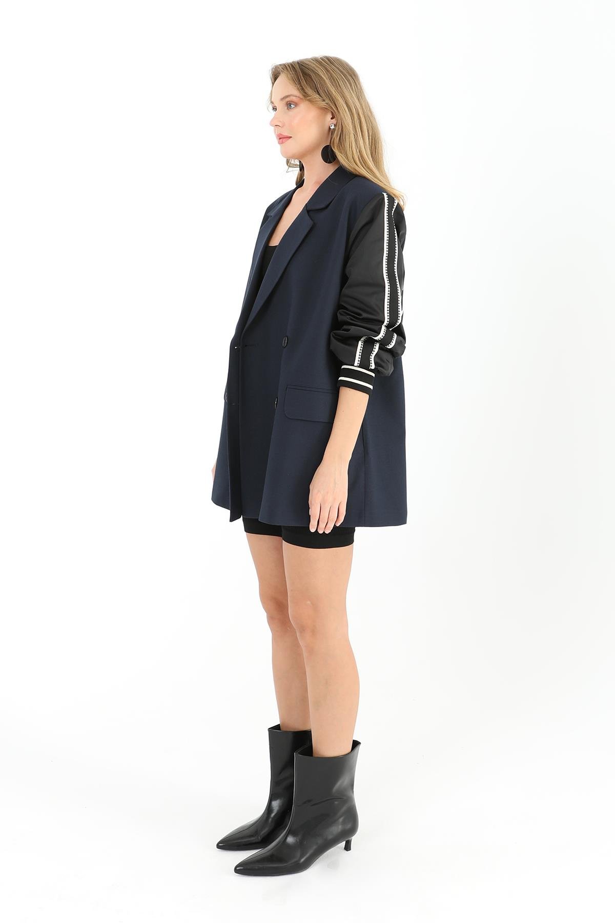PUANE Arka Yazı Detay Blazer Ceket 31979 - F.Navy  Ceket 