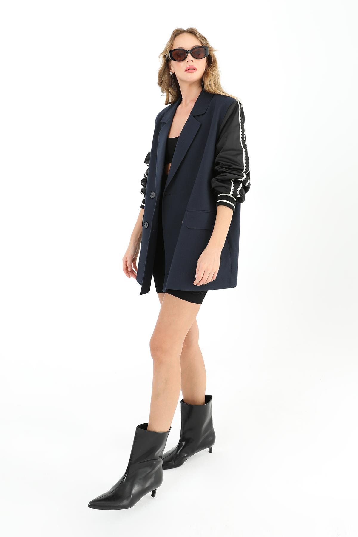 PUANE Arka Yazı Detay Blazer Ceket 31979 - F.Navy  Ceket 