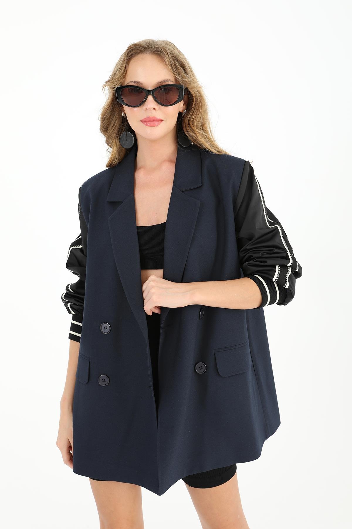 PUANE Arka Yazı Detay Blazer Ceket 31979 - F.Navy  Ceket 