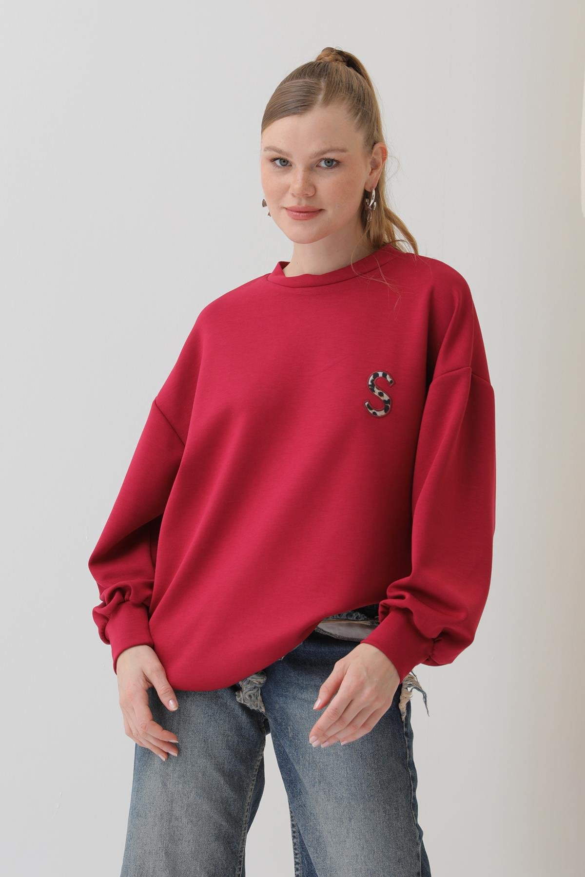 PUANE Arkası Leopar Baskılı Tunik 32112 - Bordo Arkası Leopar Baskılı Tunik 32112 - Bordo - Bilen Giyim Tunik 