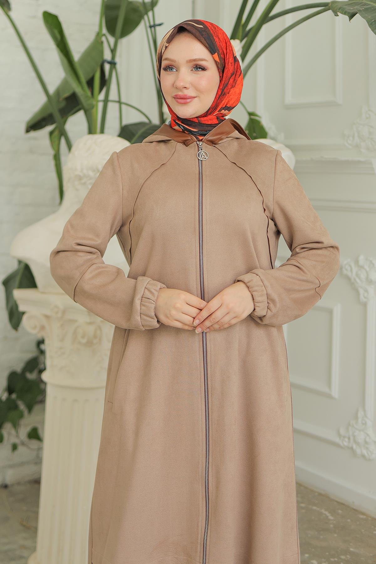 ARMİNE TREND Armine Trend 24Kt805 Deri Geçişli Süet Kap - Sütlü Kahve  Kap 