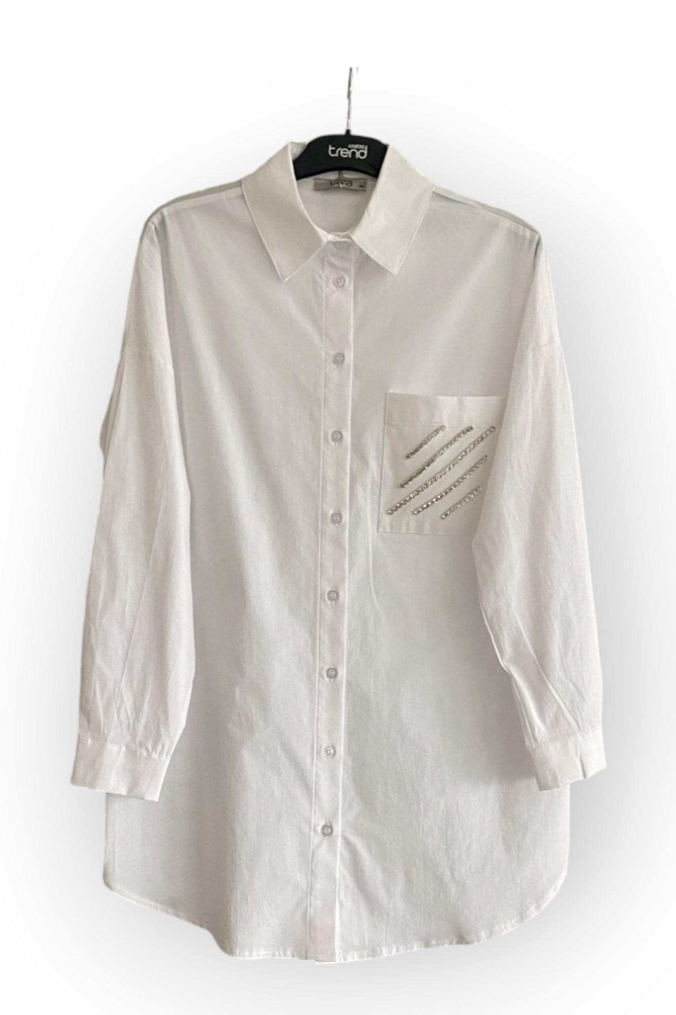 ARMİNE TREND Armine Trend 25YT306 Cep Taş İşlemeli Tunik - Ekru Armine Trend 25YT306 Cep Taş İşlemeli Tunik - Bilen Giyim Tunik 