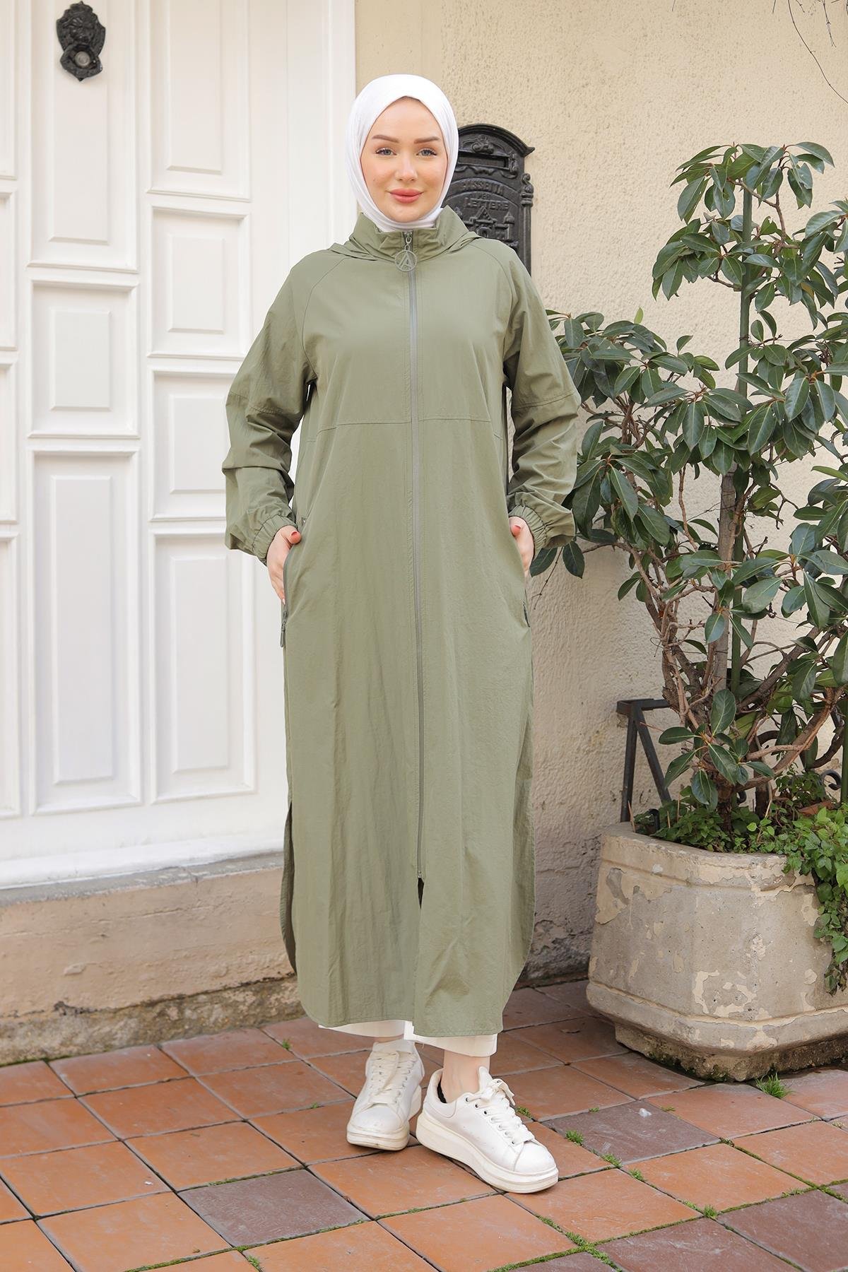 Armine Trend 25YT517 Cep Fermuar Detay Kapişonlu Kap - Bilen Giyim