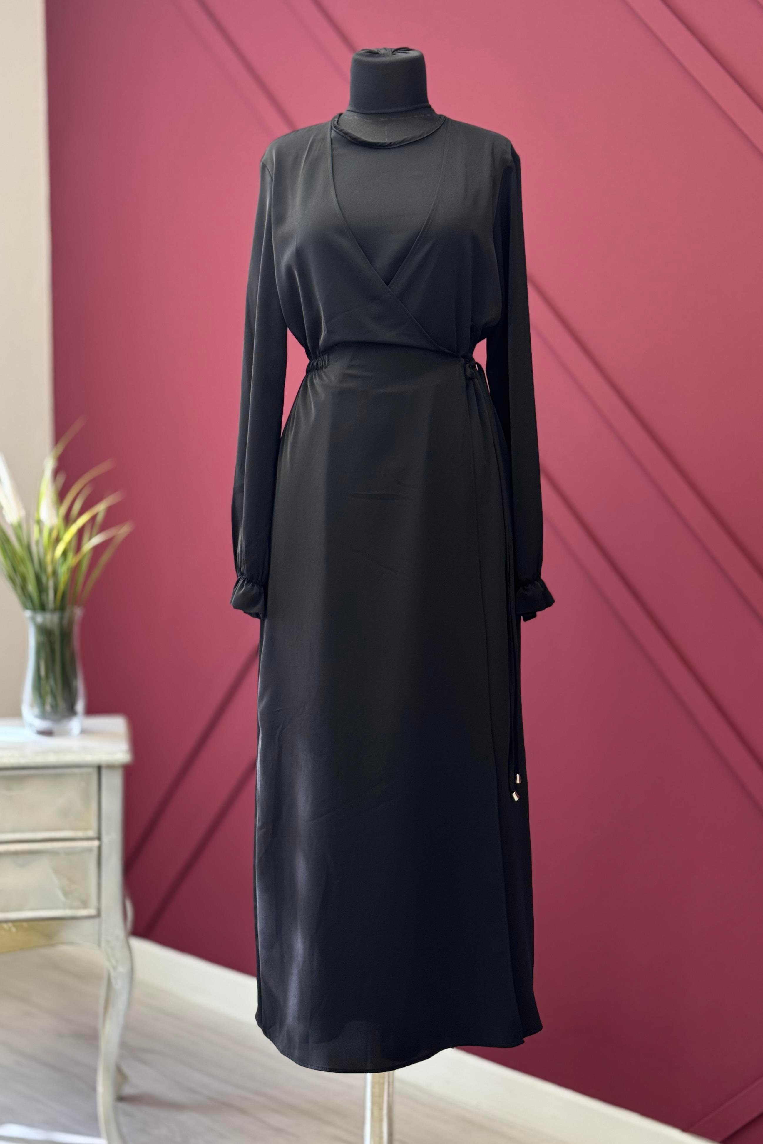 ARMİNE TREND Armine Trend 25YT944  Çapraz Bağlamalı Elbise - Siyah Armine Trend 25YT944  Çapraz Bağlamalı Elbise - Bilen Giyim Elbise 