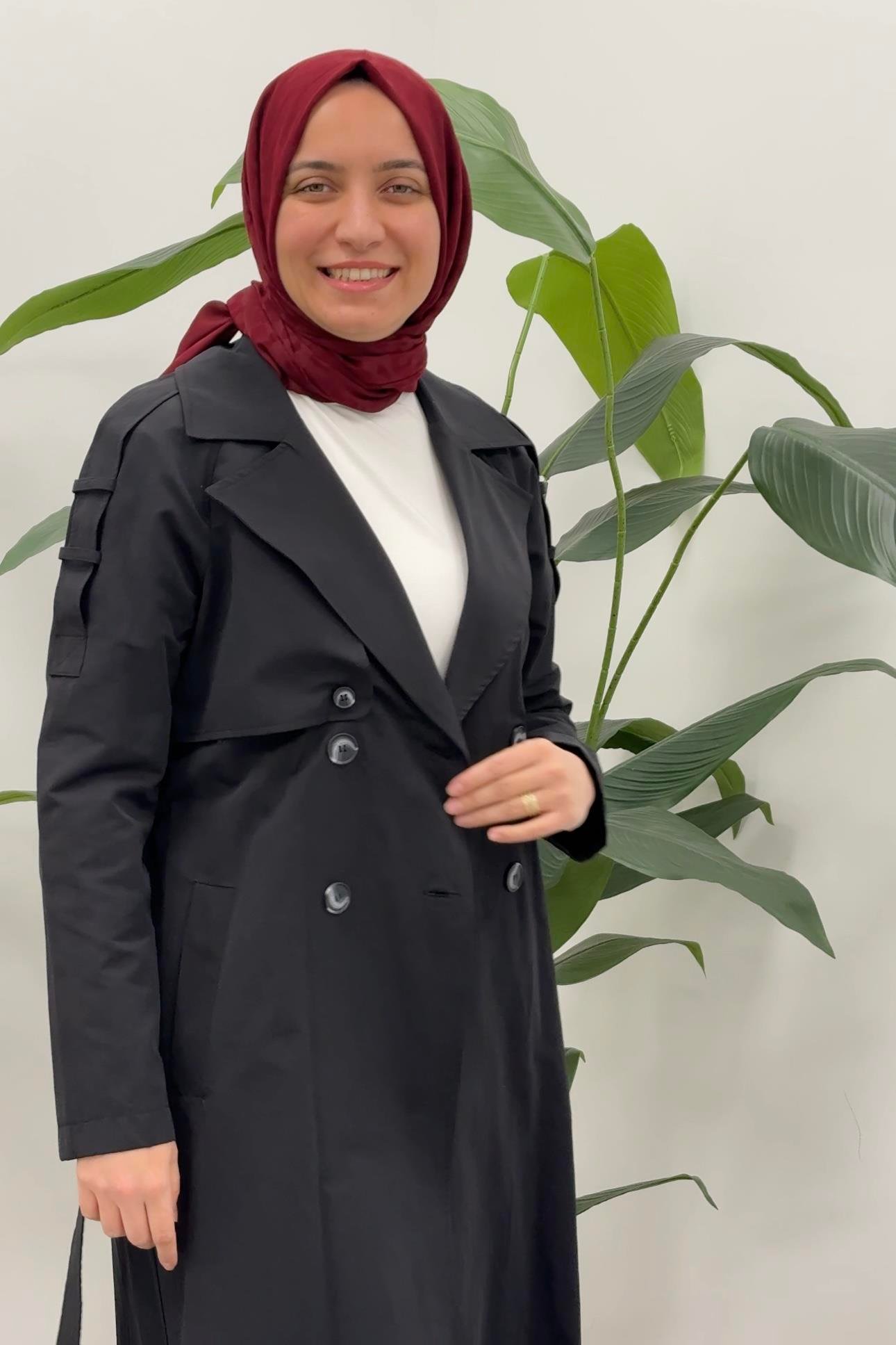 ARMİNE TREND Armine Trend 702 Omuz Apolet Detay Trenç - Siyah  Kap 
