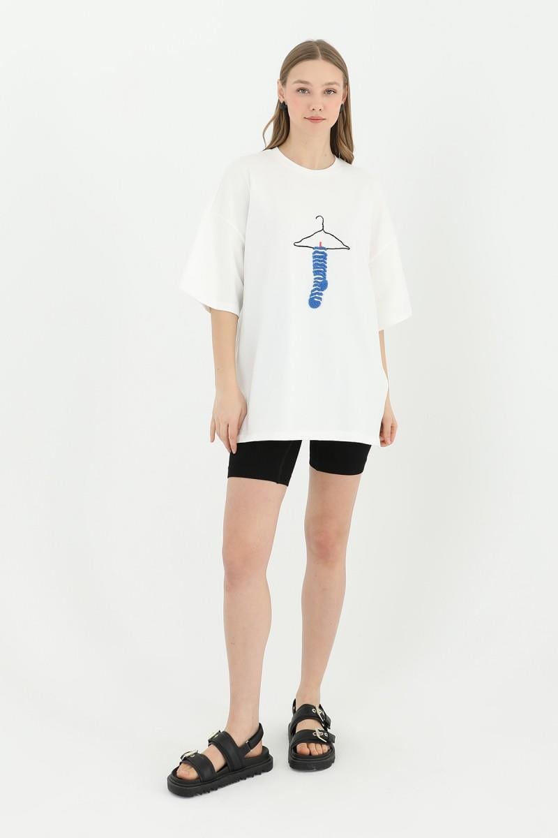 PUANE Askı İp Baskılı T-Shirt 31685 - Ekru  T-shirt