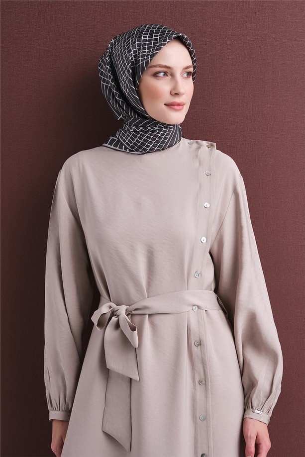 Armine Dj Saf Twill İpek Eşarp 9644D (T) - Antrasit Eşarp ARMİNE 