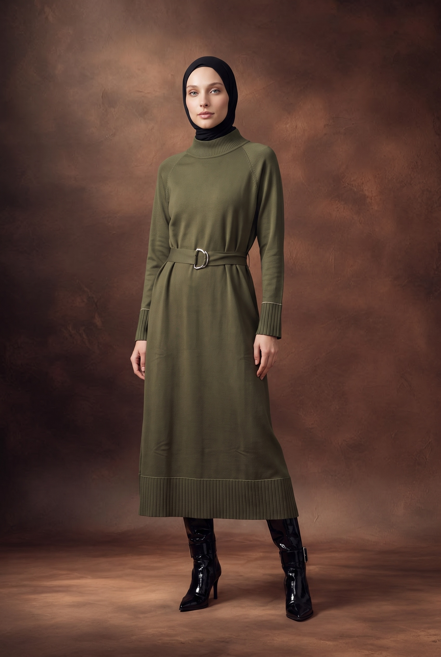 Armine Trend 26KTD911 Kemer Detaylı Elbise Haki Elbise ARMİNE TREND 