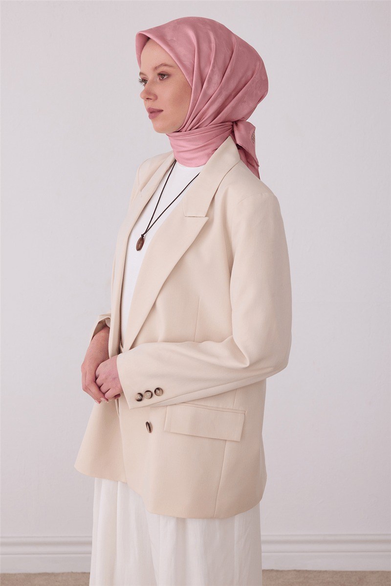 Belli 4428 Soyut Dalga Soyut %100 Twill İpek Eşarp Pembe Eşarp BELLI 