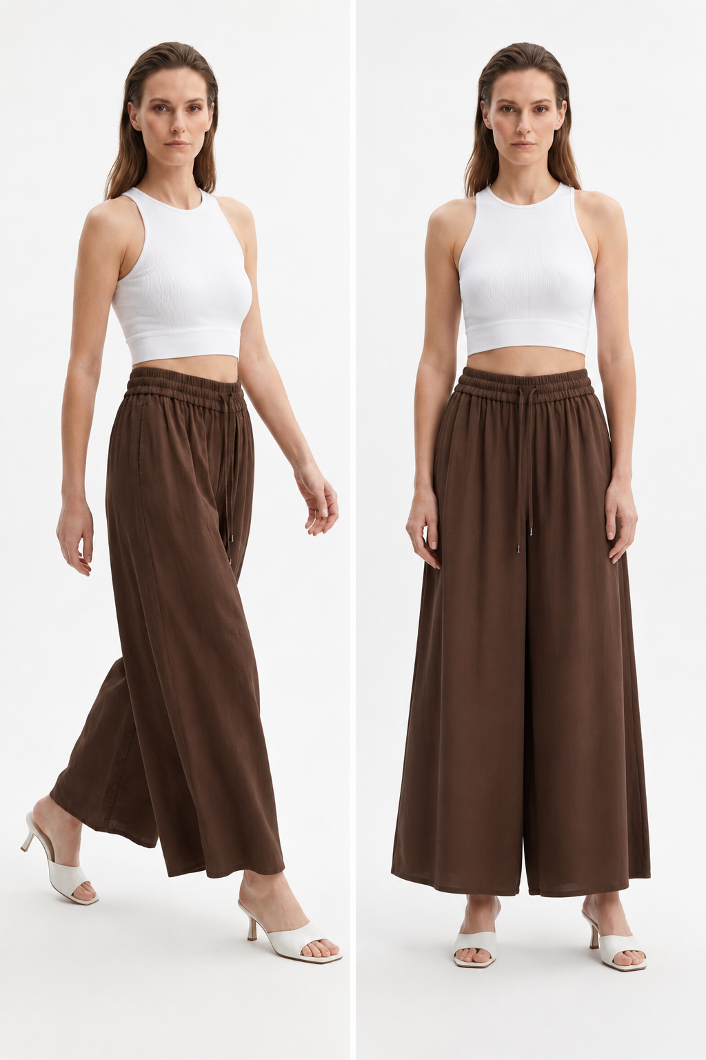 Sentez 5665 Geniş Paça Pantolon - Kahve Pantolon SENTEZ 