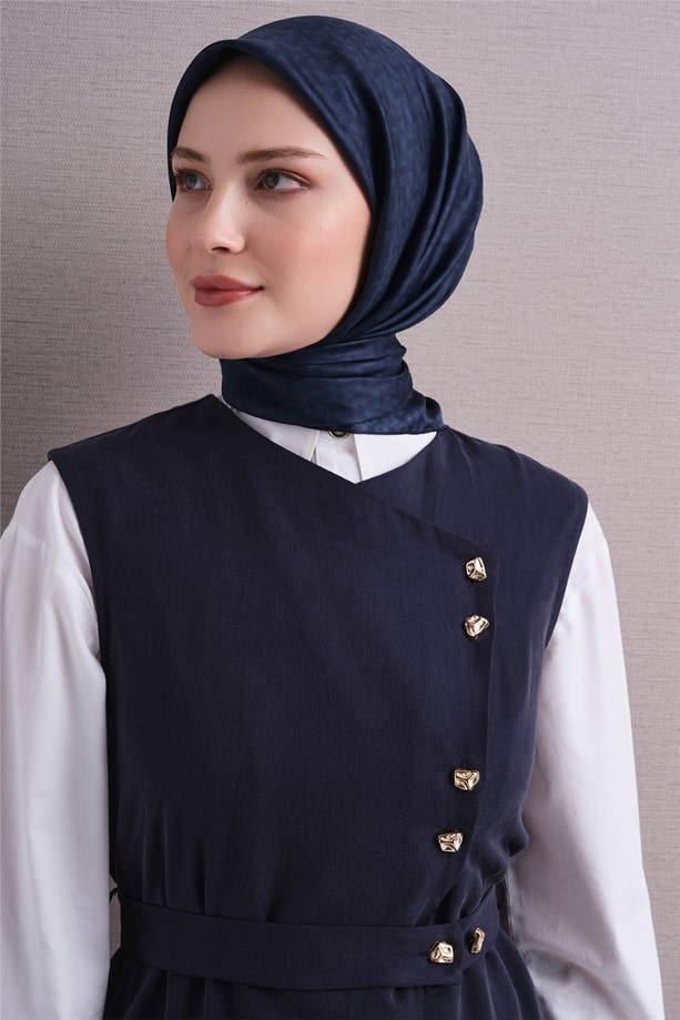 Armine Dj Saf Twill İpek Eşarp 9622D (T) - Lacivert Eşarp ARMİNE 