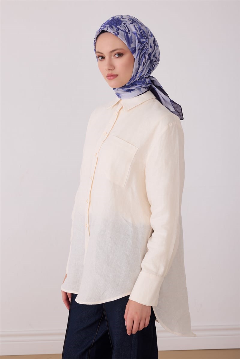 Belli 1194 Soyut Desenli Rozy Eşarp Lacivert Eşarp BELLI 