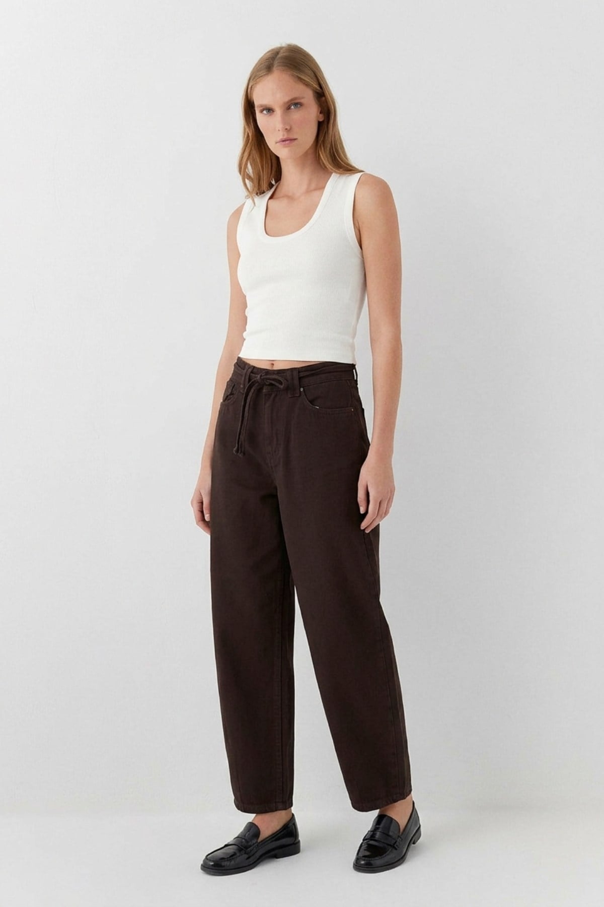 Likrasız Mom Kot Pantolon 7057 Kahve Pantolon XLove Jeans 