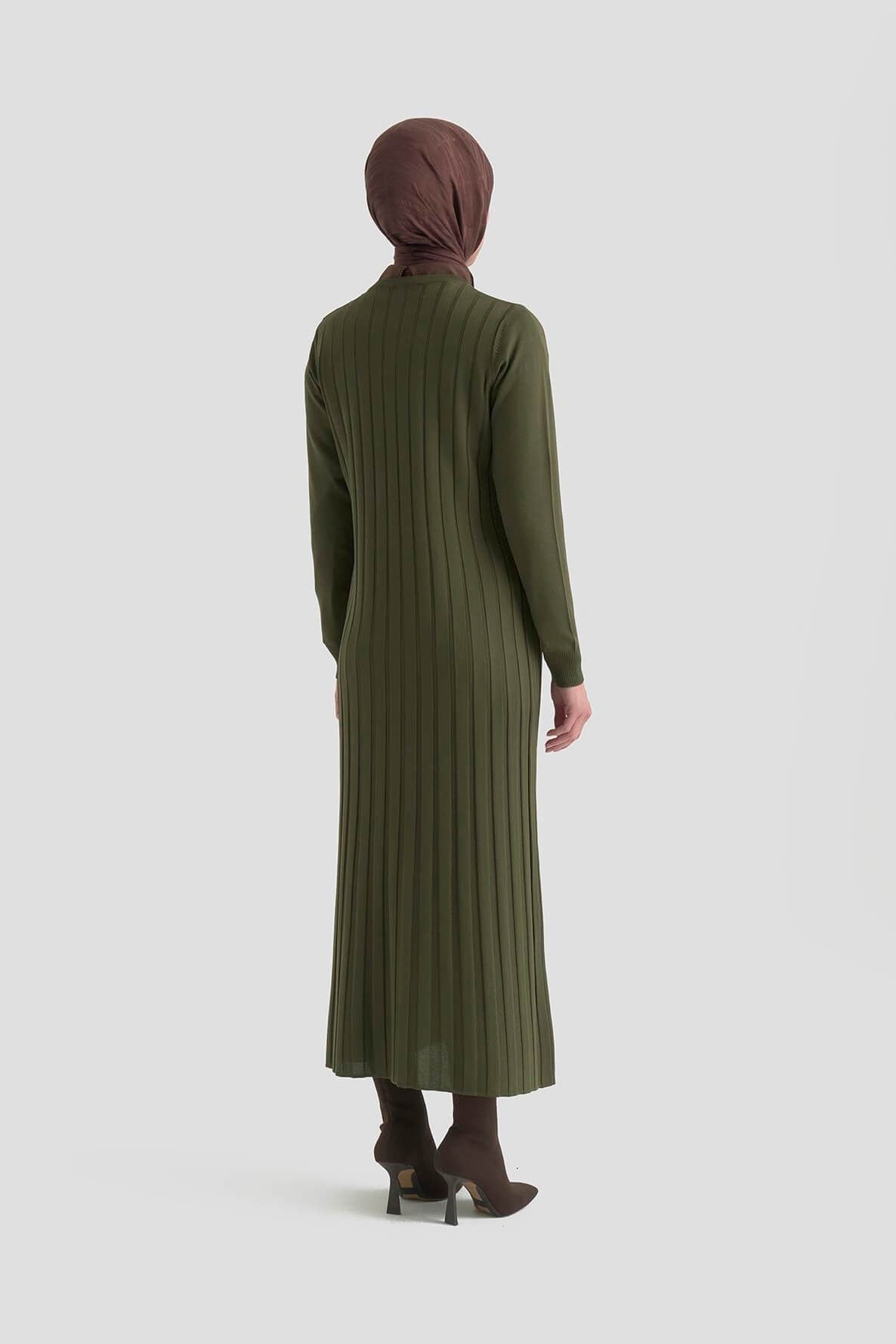 Armine Trend 25KTD901 Kendinden Şerit Detay Elbise Koyu Haki Elbise ARMİNE TREND 