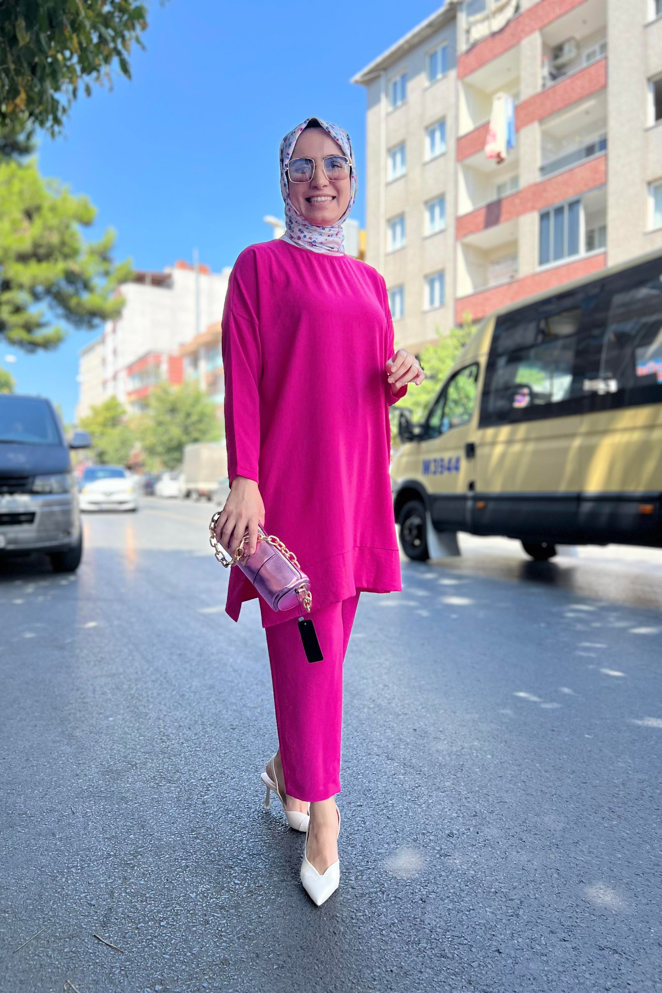 PUANE Basic Tunik 10296 - Fuşya  Tunik