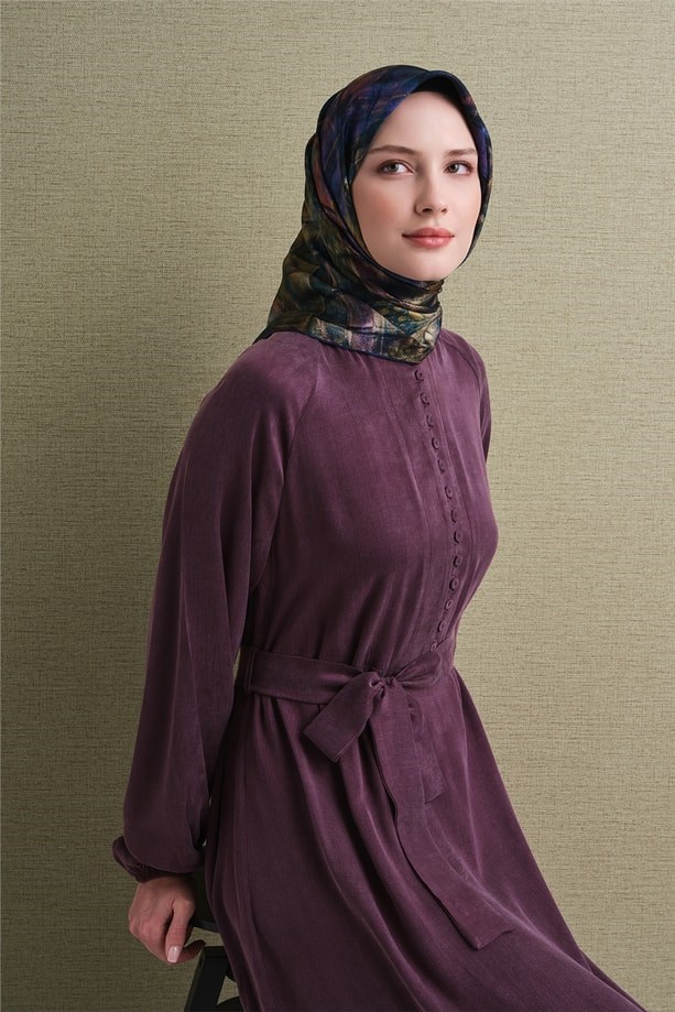 Armine Dj Saf Twill İpek Eşarp 9635D (T) - Lila Eşarp ARMİNE 